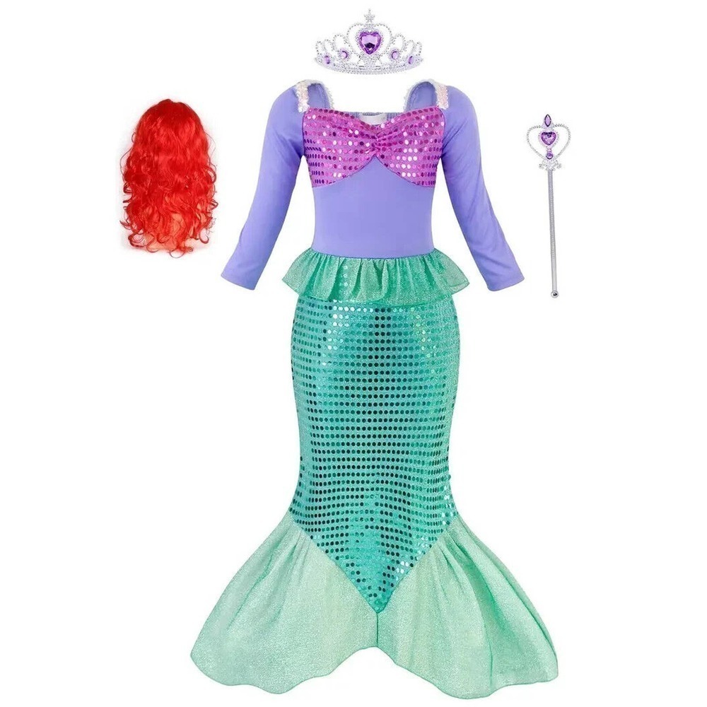 Little Mermaid Ariel Princess Costume Kids Girls Dress Cosplay 9/10 Yo Dress